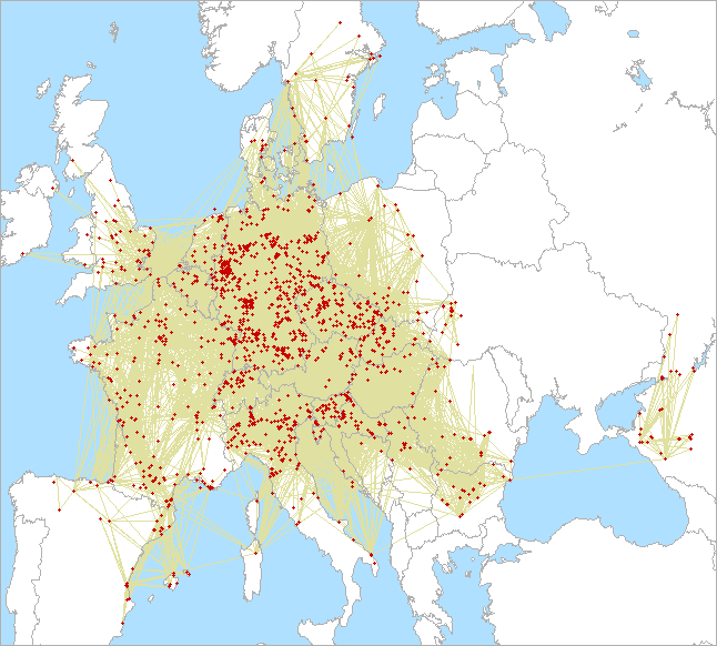 QSO map for 432 MHz