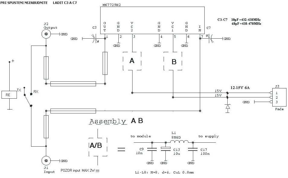 Schéma PA 430 – 470 MHz
