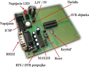 Vývojová doska pre ATMEL procesory AVR20