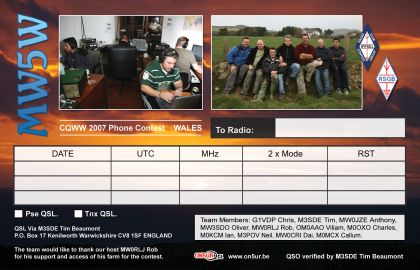 Zadná strana QSL MW5W
