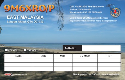 9M6XRO portable QSL 9M6XRO portable QSL