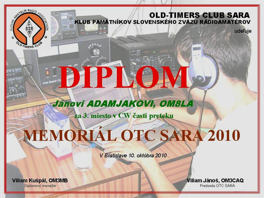 Diplom 3.miesto - OM stanice CQ World Wide WPX Contest CW