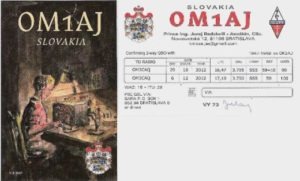QSL ticket OM1AJ