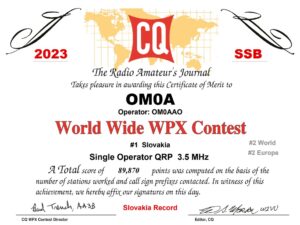 Diplom z CQ WPX Contest-u