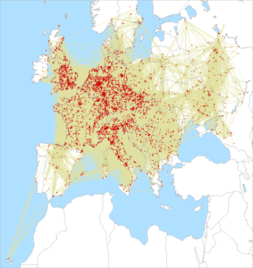 Mapa spojení VKV ďňa rekordov 2020