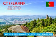 planuje obsługiwać satelity liniowe i FM z Portugalii jako CT7 / EA4NF w przyszłym tygodniu