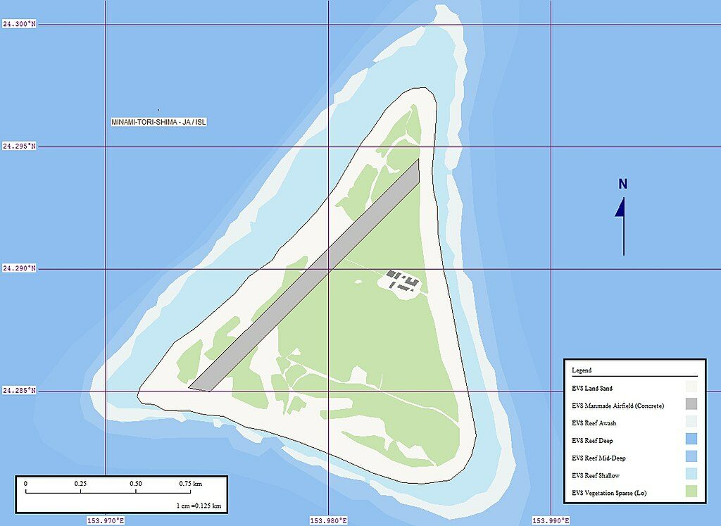 Mapa ostrova Minami Torishima
