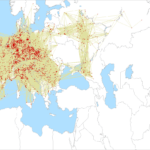 Mapa spojení na 144 MHz v 3.subregionále 2023