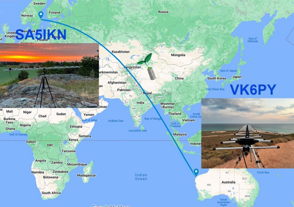 Mapa spojenia SA5IKN-VK6PY