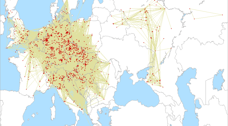 Mapa spojení v A1 contest-e 2023