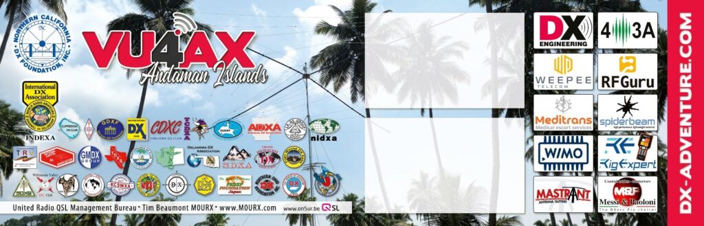Zadná strana QSL lístka VU4AX