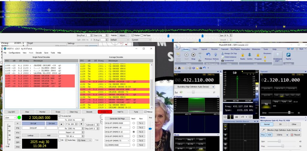 Screenshot monitora pri EME QSO