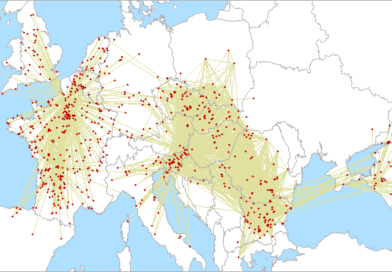 Mapa spojení na 144MHz v Memoriáli OM3AU 2025