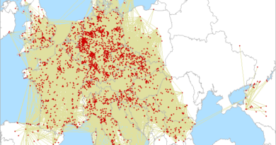 2. subregionál 2025 - mapa spojení v pásme 144 MHz