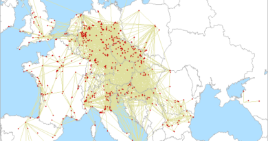 Mapa spojení na 23cm v 2.subregionále na VKV 2025