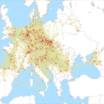 Mapa spojení v pásme 70cm v 3.subregionáli 2025