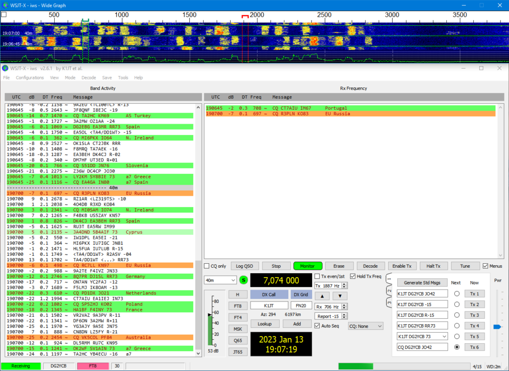 Širokouhlá verzia zobrazenia WSJT-X_IMPROVED DG2YCB
