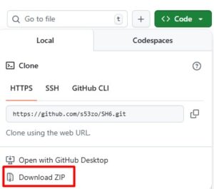 Stiahnutie SH6 od S53ZO z Github-u