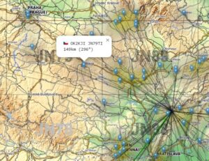 LZ5ZO zobrazenie topografickej mapy s detailom o spojení