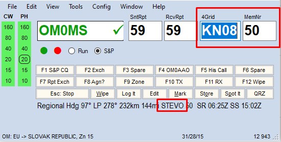 Logovanie spojenia s OM0MS