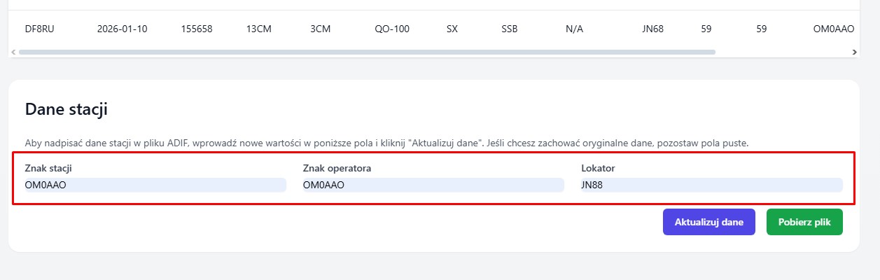 Doplnenie vlastných údajov v SQ8W nástroji