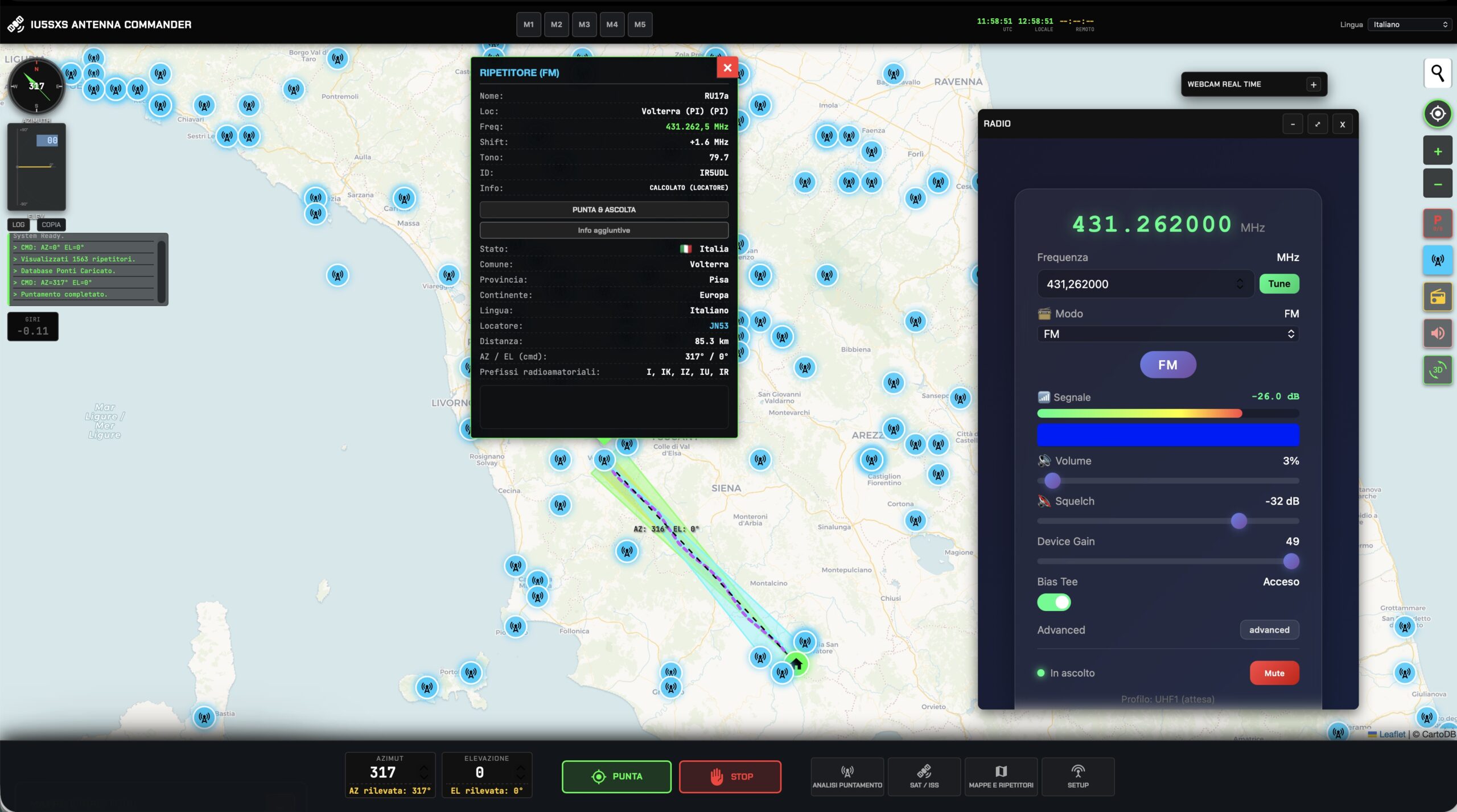 Interaktívna mapa prevádzačov s automatickým smerovaním a počúvaním SDR