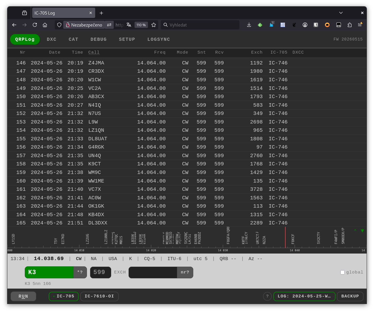 QRPlog pro IC-705