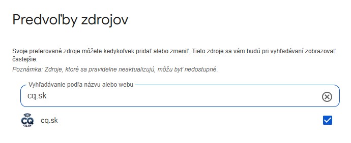 Predvoľby zdrojov CQ.sk