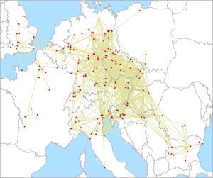 Mapa spojení na 2.3 GHz v Mikrovlnných pretekoch 2026