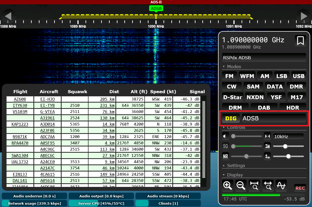 ADSB in OpenWebRX+