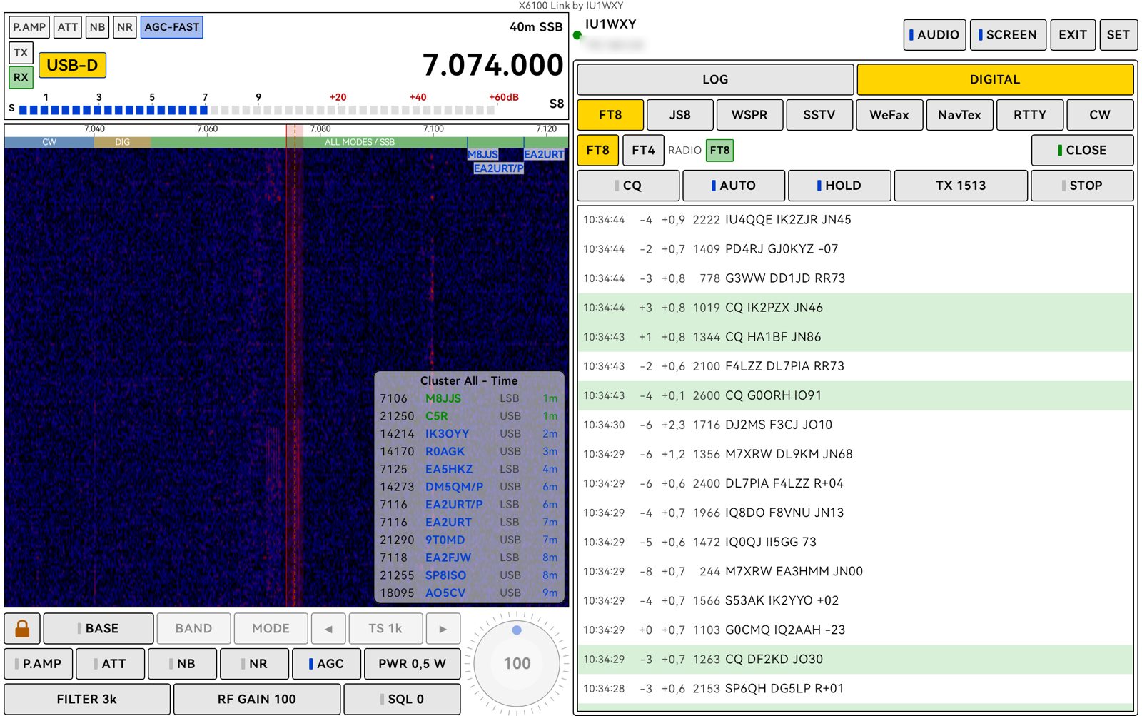 Xiegu X6100 mit IU1WXY-Firmware – FT8- und DX-Cluster-Digitalmodi